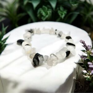RARE BLACK RUTILATED QUARTZ BRACELET